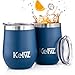 KelvZ 2 Pack Insulated Wine Tumbler with Lid | 12 oz Stemless Wine Glasses | 18/8 Stainless Steel Tumbler for Wine and Hot Drinks | Double Wall Vacuum Insulated Tumbler Wine Glass Set (Deep Ocean)