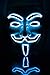 NEON NIGHTLIFE Light Up V for Vendetta Anonymous LED mask, Guy Fawkes Mask, One Size, Blue