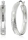 Sterling Silver Leaf Design Hoop Earrings