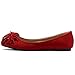 Ollio Women's Shoe Faux Suede Flower Ribbon Ballet Flat