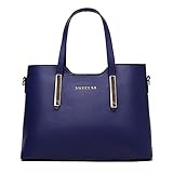 Fashion Road PU Leather Womens Shoulder Bags Top-Handle Handbag Tote Purse Bag Dark Blue