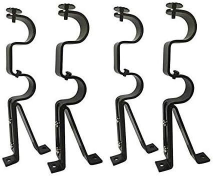 Amazon Com Double Curtain Rod Brackets Black Set Of 4
