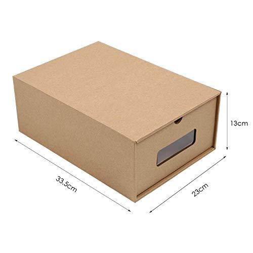 Prasacco Shoes Box, 10 Pack,Rugged, Durable, Perspective, Breathable, DIY Visible Cardboard Shoe Storage Boxes, 13 x9x5 inch, Designed to Woman\'s Size 11, Men\'s Size 10.5 MAX