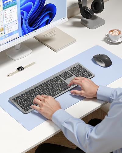 seenda COE300 Wireless Bluetooth AZERTY Keyboard Mouse | Multi-Device Connection, Quiet, Ultra-Thin Keyboard, Mouse 4 Levels DPI, Compatible with Windows/Mac OS/iPad/Android