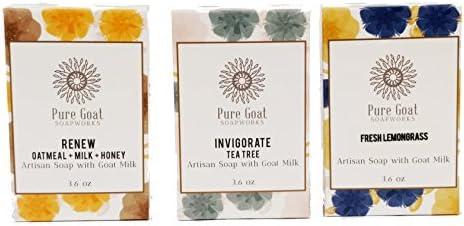 Pure Goat Soapworks Oatmeal, Milk, & Honey, Fresh Lemongrass, and Tea Tree Goat Milk Soap by Pure Goat Soapworks