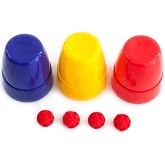 SUMAG Three Cups and Balls Plastic Magic Tricks Balls Appearing/Disappearing Close up Gimmick Comedy Magic (Small - Multi-Colored)