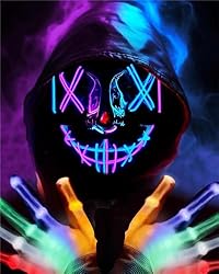 letosan Halloween Mask LED Light Up Purge Mask with