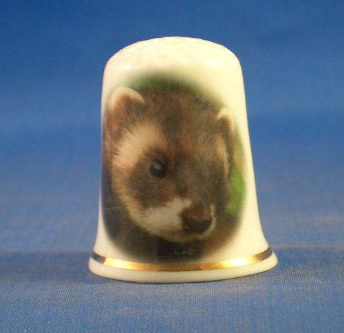 Porcelain China Collectable Thimble - Pine Martin - Free Gift Box