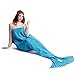 Mermaid Blanket Knitted Mermaid Sleeping Bag Warm Cozy Soft Mermaid Tail Blanket Pattern Women Fashion Crochet Sleeping Blanket Tail Blanket Mermaid Throw Blanket for Bed Sofa Couch Adults Blue