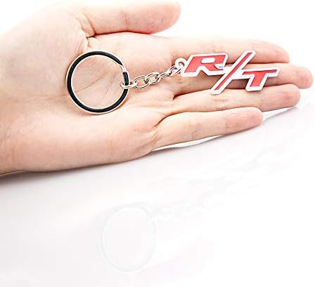 KKY Best 1pc R/T Metal Emblem Keychain RT Key Chain Fob Ring for Chrysler Chevrolet Camaro (Red with White Outline)