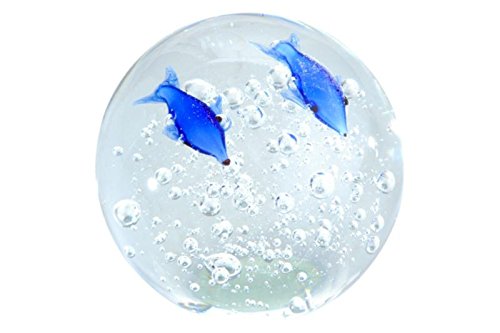 Dream Ball 53 Clear with Bubbles and Dolphins - Glass Ball, Paperweight