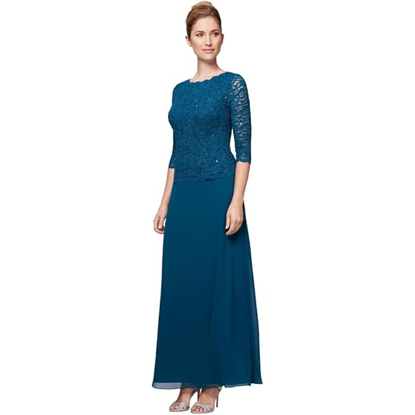 Alex Evenings Womens Long Lace Top Empire Waist Dress at Amazon Women's  Clothing store