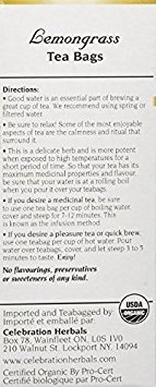 Celebration Herbals Organic Lemongrass Tea Caffeine Free -- 48 Herbal Tea Bags (2 packs of 24)