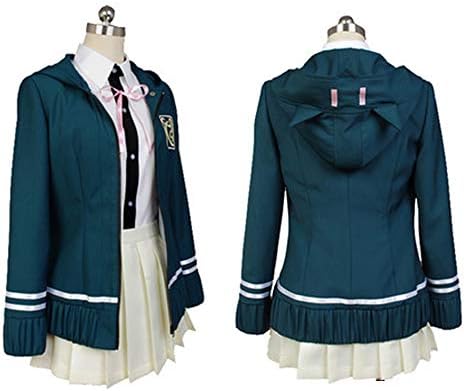 MORE4EVER Women Chiaki Nanami Cosplay Costume High School Uniform Outfit Dark Green