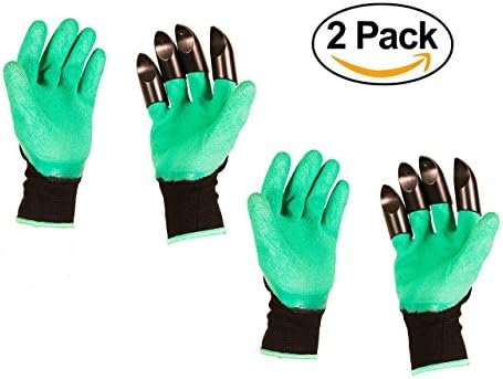 Garden Gloves with Claws for Planting Digging Raking Weeding Pruning - Planting Pots - Waterproof - Saves Fingernails - (Right Hand Claw 2-pairs) - by Xtreme Adventurer
