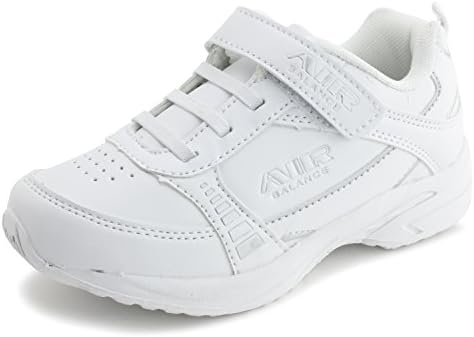 Air Balance Unisex Lace-Up Hook and Loop Fastener Running Walking Shoes Sneakers, White, 3 M US Little Kid