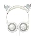 Fashional Cat Ear Headphones, IPRO Cat Earphone-LED Glowing Cat Ear Head phone-Cute Headphone for Computer,Tablet,Phone,MP3,MP4,etc-Gray