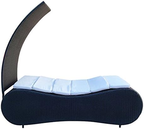 Amazon Com Black Contour Sunbed Wicker Rattan Outdoor Patio Pool Lounge Chair Bed Removable Shade Canopy Khaki Cushion Garden Outdoor