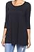 3/4 Sleeve Solid Comfy Flowy Soft Jersey Loose Fit Long Tunic Tops Regular and Plus Size Black XXL