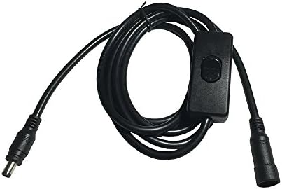 Hanvex HSX6 6 ft 18AWG 2.1mm x 5.5mm DC Power Supply Extension Cable with Inline Switch, Heavy Duty, for LED Light Strip and Signage
