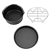 FTVOGUE 8inch 3 in 1 multifunctionele luchtfriteuse accessoires, set van 3, brood plank taart vat pizza-pan