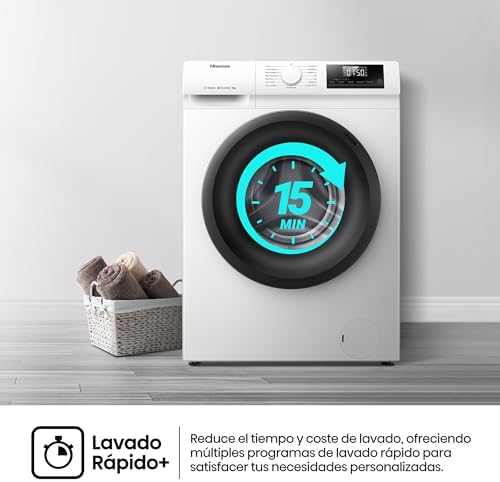 Hisense wf1q8041bw2 - máquina de lavar, classe a, 8 kg, 1400 rpm, altura 85 cm x largura 60 cm, branca, função vapor 99,9%, quick wash+, lavagem automática, conclusão retardada, tecnologia inverter