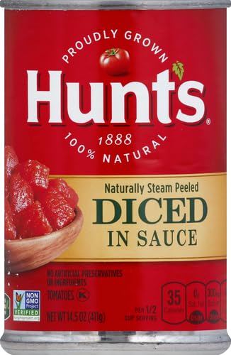 HUNT’S DICED TOMATOES IN SAUCE, PERFECT FOR CHILI & SOUPS, 14.5 OZ. CAN