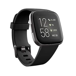 Fitbit Versa 2 Health & Fitness Smartwatch with Voice Control, Sleep Score & Music, One Size, Black – Carbon