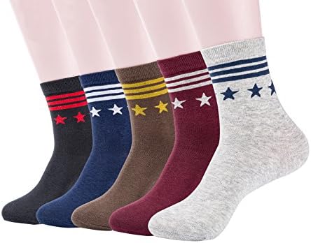 Mens Soft Comfortable Durable Mid-Calf Crew Socks 5 pack