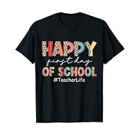 Boho Leopard Teacher Life Happy First Day Of School T-Shirt