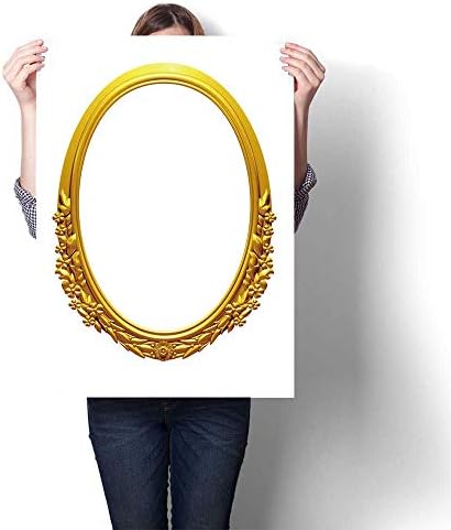 Canvas Painting Sticker gen Oval Frame with Ornaments in g for Pictures or Mirror Oils,16"W x 24"L Print On Canvas for Wall Decor (Frameless)