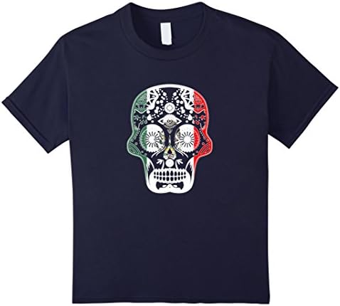 unisex-child Cool Mexican Shirt Mexican Flag Shirt for Mexican Pride Skul 4 Navy