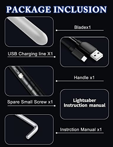 jvmusaber Lightsaber-Toy Fx-Saber Dueling-Force RGB-Sword - Type-C Rechargeable Metal Hilt Force Fx Dueling Light Saber 15 Colors Real Lightsaber for Adults Metal Hilt Three Sound Mode (Black)