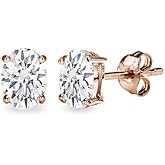 Sterling Silver AAA Cubic Zirconia Oval-Cut Stud Earrings for Women