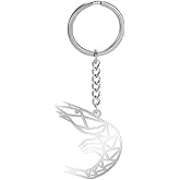 YIQPKUM Stainless Steel Geometric Shrimp Keychains Gifts Cute Sea Animals Keyring Car Keys Accessories Charms for Women