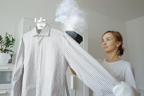 Garment Steamer, 1500W Travel Steamer with 300ml Detachable Water Tank, Fast 30s Heat-Up, Auto-Off, Handheld Steamer for Wrinkle Removal on Clothes, Garments, and Fabrics Black