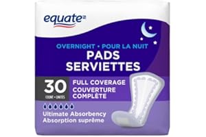 Full Coverage Overnight Incontinence Pads – Maximum Absorbency, Long, 30 Count
