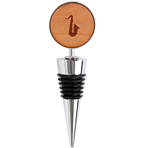 Saxophone Wooden Wine Bottle Stopper, Reusable Wine Cork - Thumbnail 3