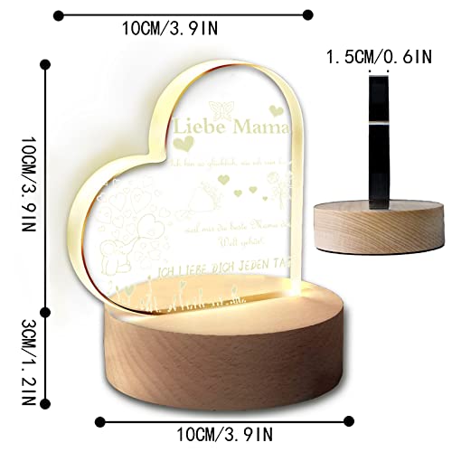 Mama Geschenke, Muttertagsgeschenke, Mama Geburtstag Geschenke, 2023 aufgewertet graviert Nachtlicht Bonus mit Holzsockel, alles Gute zum Geburtstag, Jahrestag, Erntedankfest, Weihnachtsgeschenke etc