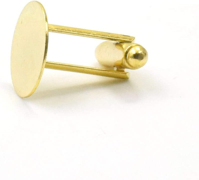 Cufflink and Other25 100 Pcs 15mm Pad CuffLink Brass Blank Plated CUFF LINKS Blank Nickle Gold Color Choice