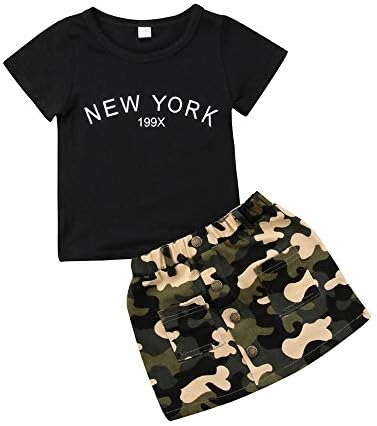 Toddler Baby Girl Camouflage Clothes Short Sleeve Tops T Shirt Skirt Dress Outfits Summer Clothing Sets