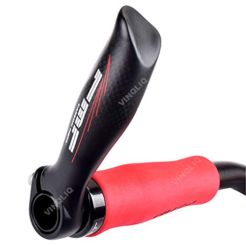 Vinqliq 2PCS Carbon Fiber MTB Bike Bicycle Cycling 7/8" Handlebar Bar End Grips Lightweight Durable with 2 Bar Plugs and Allen Wrench for MTB Road Bike (Matt Black)