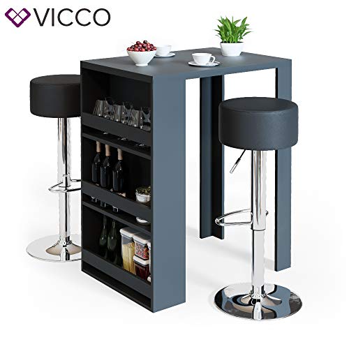 Vicco Bartisch Bar Weiß Anthrazit Tresen Bartresen Stehtisch Tisch Tresentisch Bistrotisch Küche mit 3 extra Fächern… – Bild 8