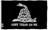 ANLEY® [Fly Breeze] 3x5 Foot Black Don't Tread On Me Gadsden Flag - Vivid Color and UV Fade Resistant - Canvas Header and Double Stitched - Tea Party Flags Polyester with Brass Grommets 3 X 5 Ft