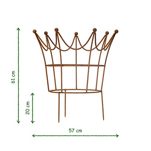 ecosoul Rankgitter Rankhilfe Krone Rankgerüst Metall Eisen Rost Deko Staudenhalter rund (57cm breit) – Bild 3