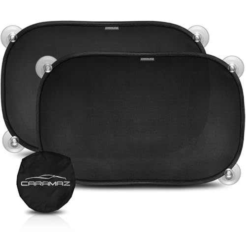 Car Window Shades for Baby with Certified UV Protection - Optimal Darkness with Suction Cups in Universal Size 51 x 31 cm - Black Design - Pack of 2