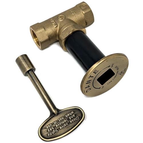 Midwest Hearth Kit Valvola A Chiave Per Braciere A Gas – 7,6 Cm, NPT 3/4", Ottone, Nero Opaco