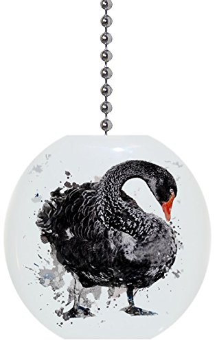 Black Swan Watercolor Solid Ceramic Fan Pull