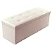 SONGMICS Mazie Collection - 43 Inches Folding Storage Ottoman Bench, Ottoman with Storage, Foot Rest Stool, Load 660 lb, for Living Room, Synthetic Leather, Cream White ULSF70M