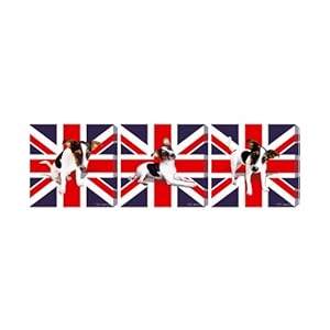 Tableau Triptyque avec le drapeau anglais et un Jack Russel 
